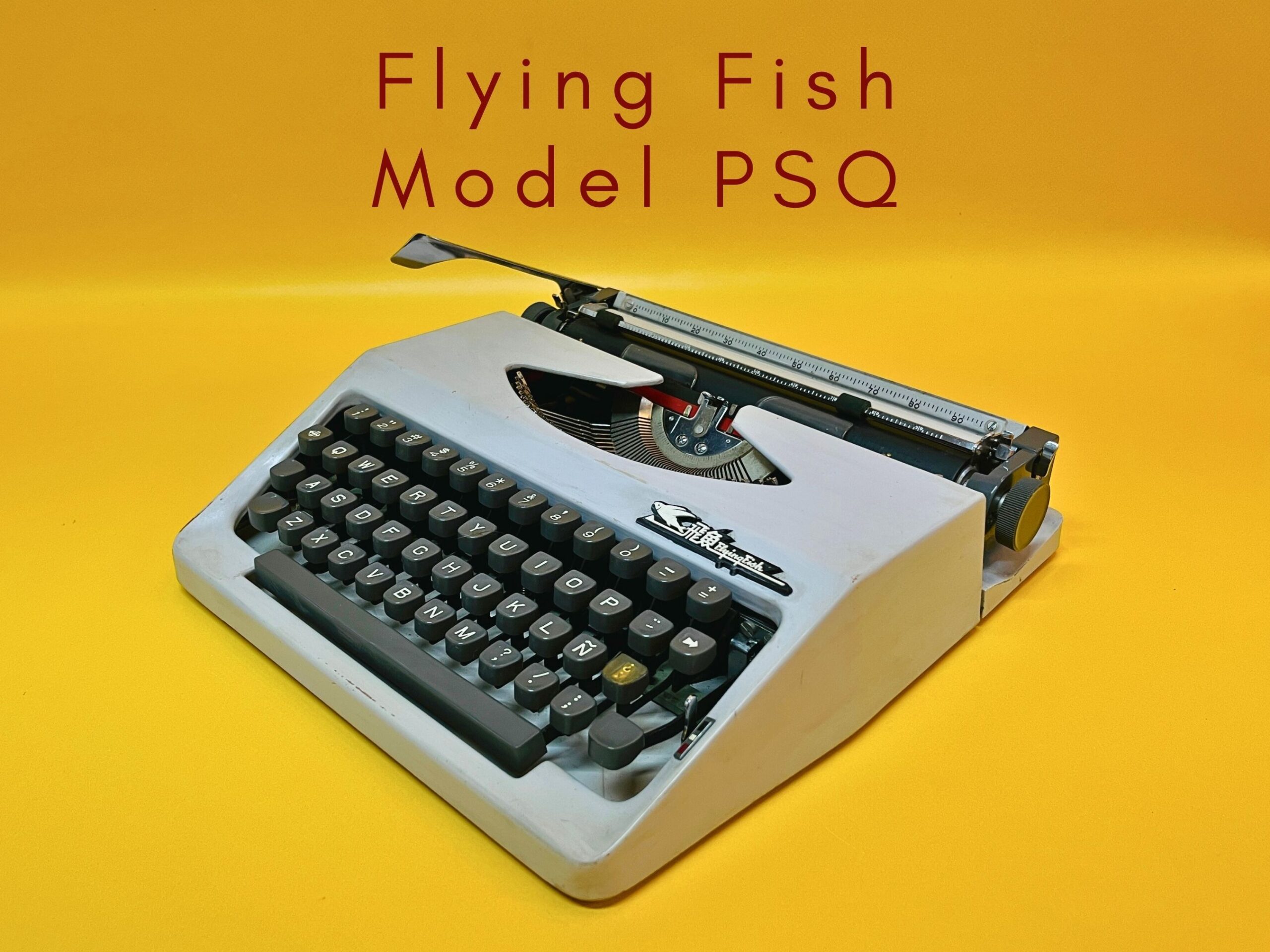 Máquina de escribir Flying Fish PSQ en funcionamiento, rara, con estuche e instrucciones
