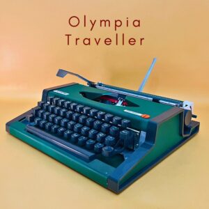 Máquina de escribir Olympia Traveller, color verde oscuro, años 70, vintage, alemana, portátil, decoración retro para entrada, regalo